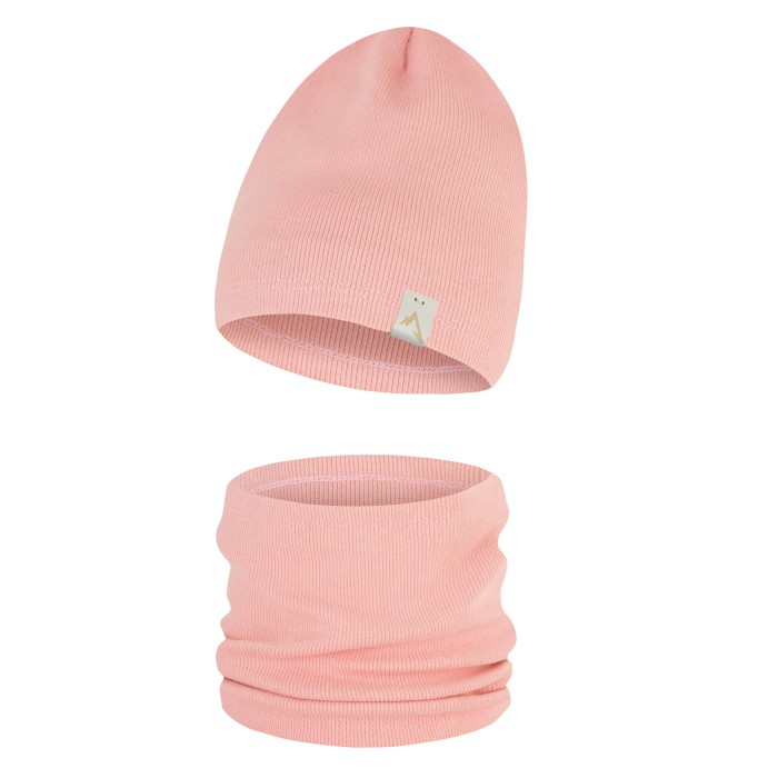 komplet jasny róż czapka i komin jednowarstwowy dzieciecy.jpg