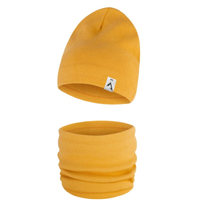 komplet musztardowy czapka i komin jednowarstwowy dzieciecy.jpg