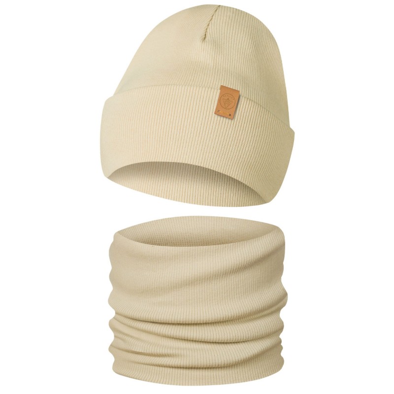 Komplet Dwuwarstwowy Czapka Komin Jesienno Zimowy Only-Kids Beżowy.jpg