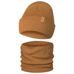 Czapka Dziecięca i Komin Komplet Dwuwarstwowy Wywijany Brązowy