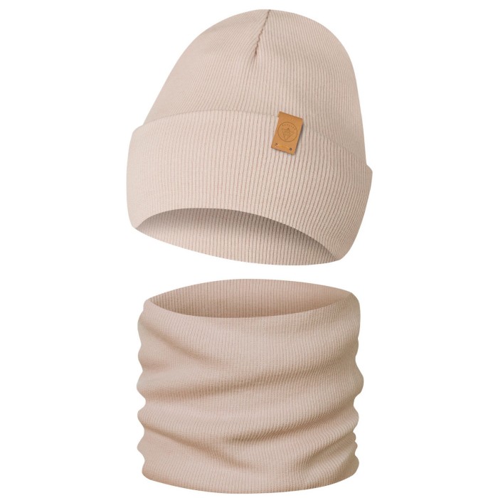 Komplet Dwuwarstwowy Czapka Komin Jesienno Zimowy Only-Kids Brudny Róż.jpg