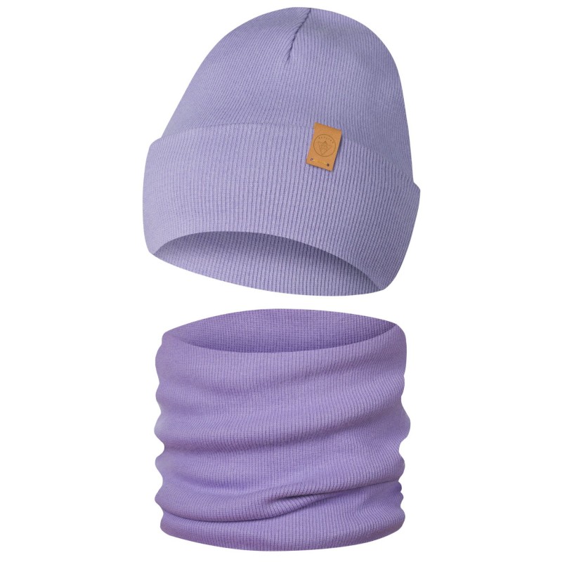 Komplet Dwuwarstwowy Czapka Komin Jesienno Zimowy Only-Kids Fioletowy.jpg