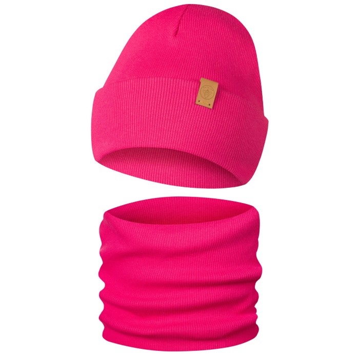 Komplet Dwuwarstwowy Czapka Komin Jesienno Zimowy Only-Kids Fuksjowy.jpg