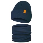 Czapka Dziecięca i Komin Komplet Dwuwarstwowy Wywijany Granatowy