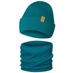 Czapka Dziecięca i Komin Komplet Dwuwarstwowy Wywijany Morski
