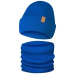 Czapka Dziecięca i Komin Komplet Dwuwarstwowy Wywijany Chabrowy