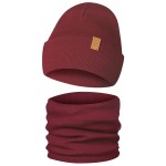 Czapka Dziecięca i Komin Komplet Dwuwarstwowy Wywijany Bordowy