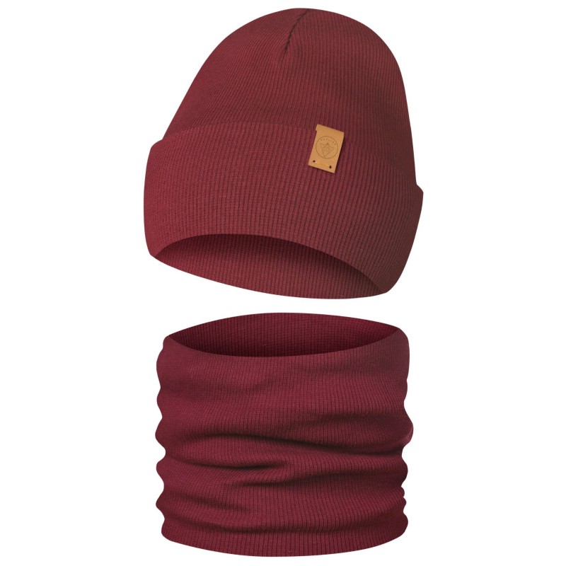 Komplet Dwuwarstwowy Czapka Komin Jesienno Zimowy Only-Kids Bordowy.jpg