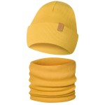 Czapka Dziecięca i Komin Komplet Dwuwarstwowy Wywijany Musztardowy