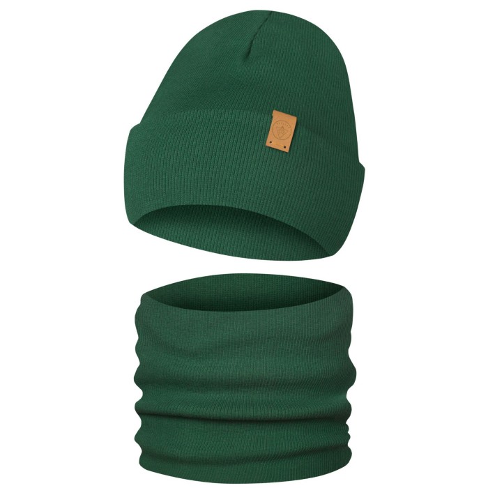 Komplet Dwuwarstwowy Czapka Komin Jesienno Zimowy Only-Kids Zielony.jpg