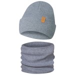 Czapka Dziecięca i Komin Komplet Dwuwarstwowy Wywijany Szary