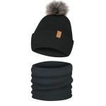 Czapka Dziecięca i Komin Komplet Zimowy z Polarem Czarny