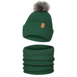 Czapka Dziecięca i Komin Komplet Zimowy z Polarem Zielony