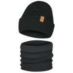 Czapka Dziecięca i Komin Komplet Dwuwarstwowy Wywijany Czarny