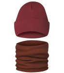Komplet Unisex Dwuwarstwowy Czapka i Komin Bordowy