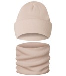 Komplet Damski Dwuwarstwowy Czapka i Komin Brudny Róż