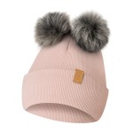 Czapka Dla  Dziewczynki z 2 Pomponami Różowa
