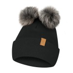 Czapka Dla Chłopca i Dziewczynki z 2 Pomponami Czarna