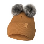 Czapka Dla Chłopca i Dziewczynki z 2 Pomponami Brązowa