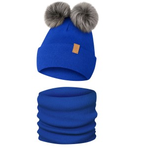 Komplet Zimowy Czapka i Komin z 2 pomponami Chabrowy Only-Kids.jpg